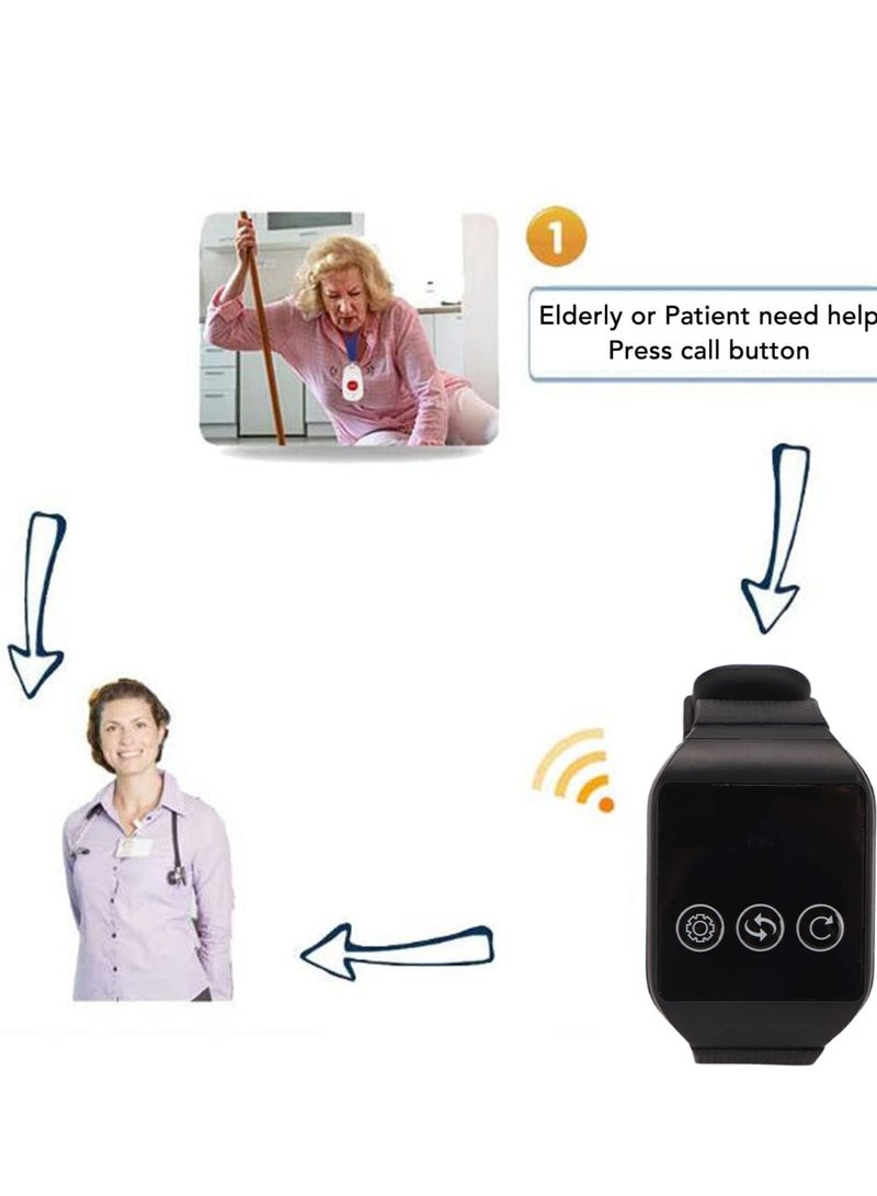 XiuWoo Wireless Caregiver Pager, Smart SOS Emergency Button Alarm, Elderly Alarm Call Button, Personal Alarm Call Bell SOS Panic Button Alert for Elderly Patient Disabled Nurse - Image 4