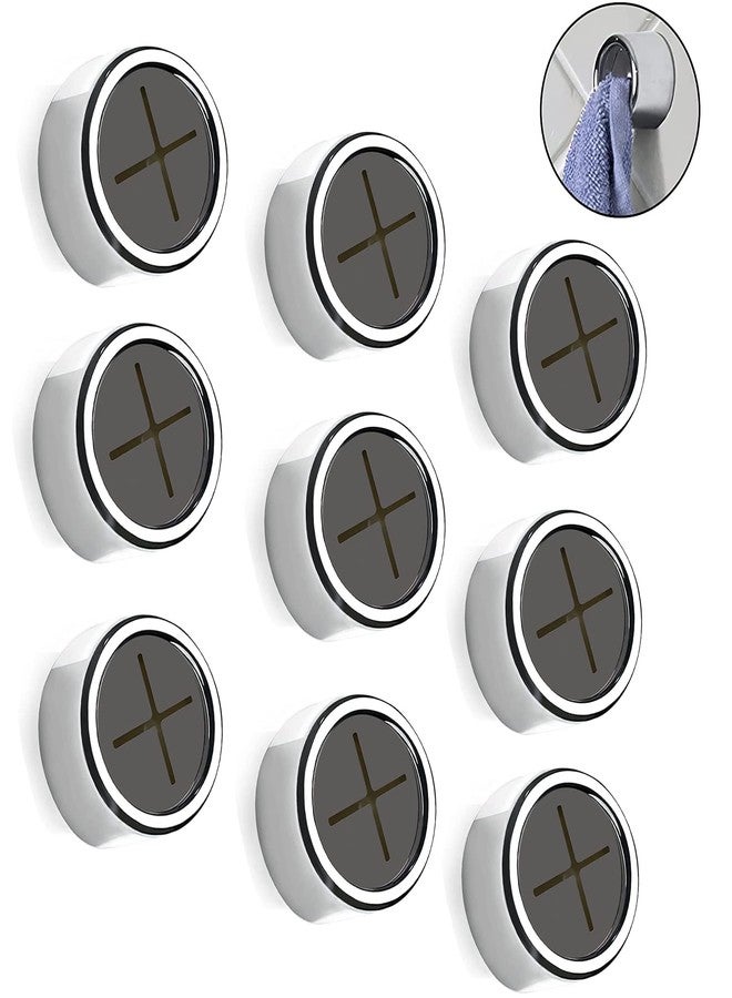 Philbinden 9 قطع من خطافات مناشف المطبخ، خطافات دائرية لاصقة لمناشف الأطباق، طلاء كروم فاخر، سهلة التركيب، خطافات مناشف يدوية للتثبيت على الحائط، مثالية كحاملات مناشف للحمام أو الدش أو في الهواء الطلق. - Image 1