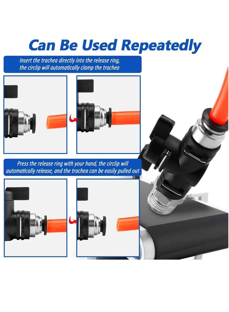 Pneumatic Connector, 10mm Pneumatic Connector  Push-in connecting rod Valve Black Pneumatic Manual Valve Straight Union Ball Valve Air Flow Control Quick Connect for Air Flow Control - Image 2