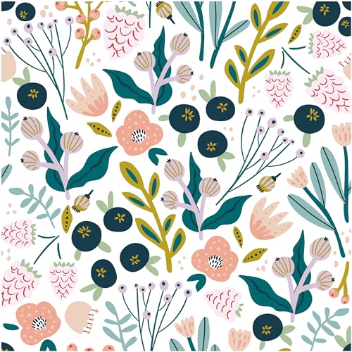 Blooming Wall DPYC56 Handdraw Cute Flowers Peel and Stick Wallpaper SelfAdhesive Prepasted Wallpaper Wall Dcor - Image 1