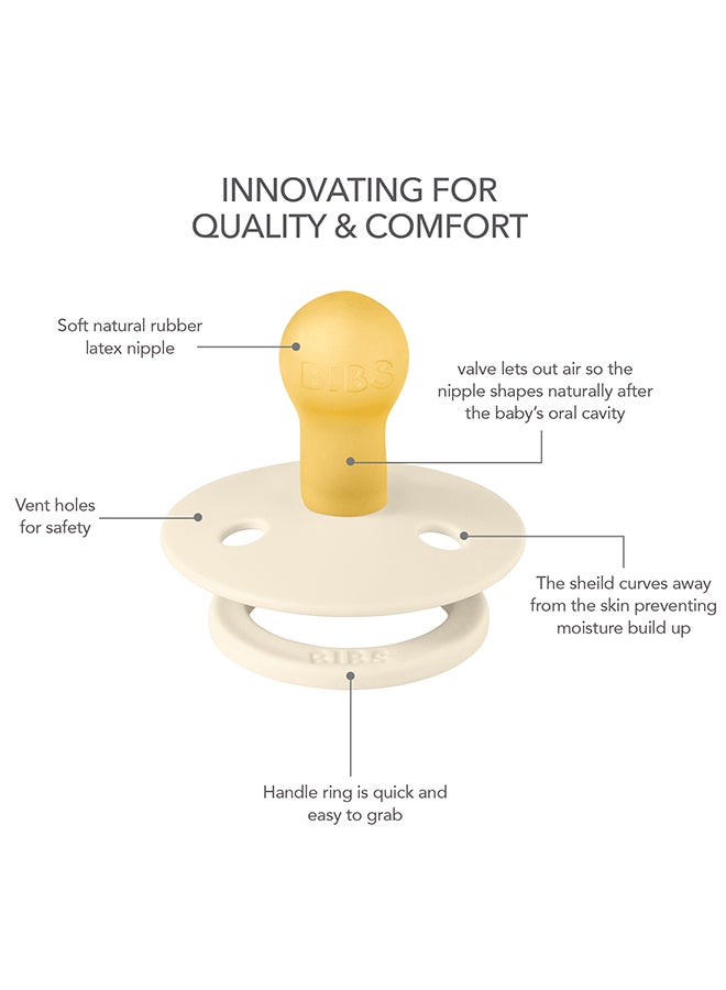BIBS Studio Colour Round Pacifier, 2 Pieces, Latex Size 2, 6 - 18 Months, Baby Blue Dusty, Natural Rubber Pacifier Pack, Soft Latex Teat, Bpa - Free - Image 2