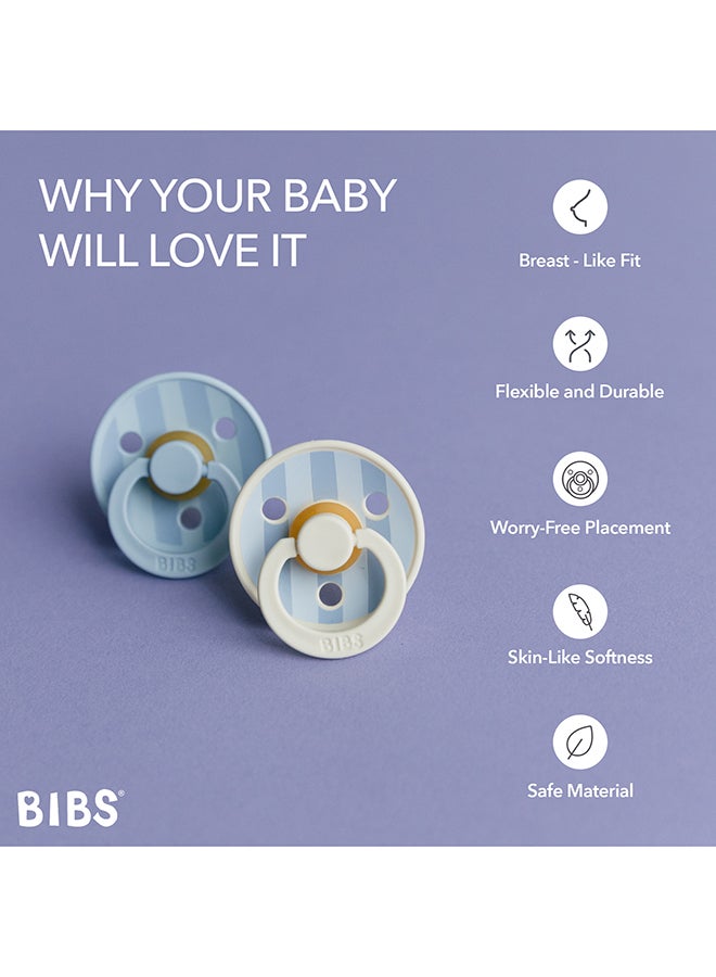 BIBS Studio Colour Round Pacifier, 2 Pieces, Latex Size 2, 6 - 18 Months, Baby Blue Dusty, Natural Rubber Pacifier Pack, Soft Latex Teat, Bpa - Free - Image 3