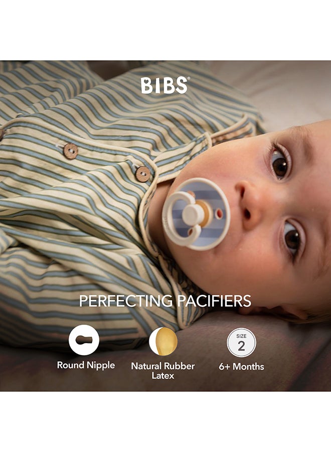 BIBS Studio Colour Round Pacifier, 2 Pieces, Latex Size 2, 6 - 18 Months, Baby Blue Dusty, Natural Rubber Pacifier Pack, Soft Latex Teat, Bpa - Free - Image 5