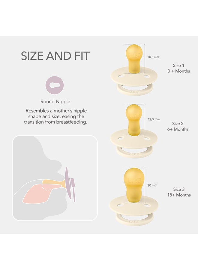 BIBS Studio Colour Round Pacifier, 2 Pieces, Latex Size 2, 6 - 18 Months, Baby Blue Dusty, Natural Rubber Pacifier Pack, Soft Latex Teat, Bpa - Free - Image 4