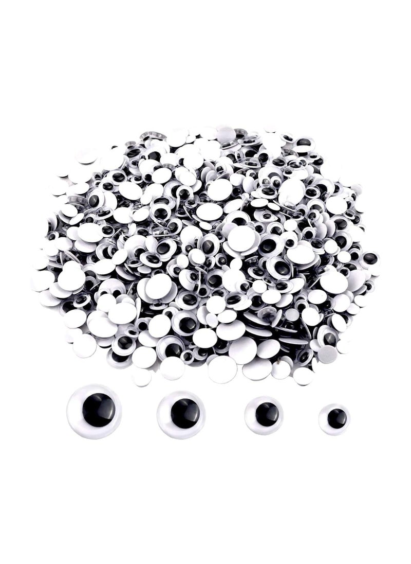 Party with Emma 1000 Pieces Wiggle Googly 6mm 8mm 10mm 12mm Black Wiggle Googly Eyes with Self-Adhesive Black Round Sticker Eyes DIY Arts Crafts Scrapbooking Accessories  - Image 1