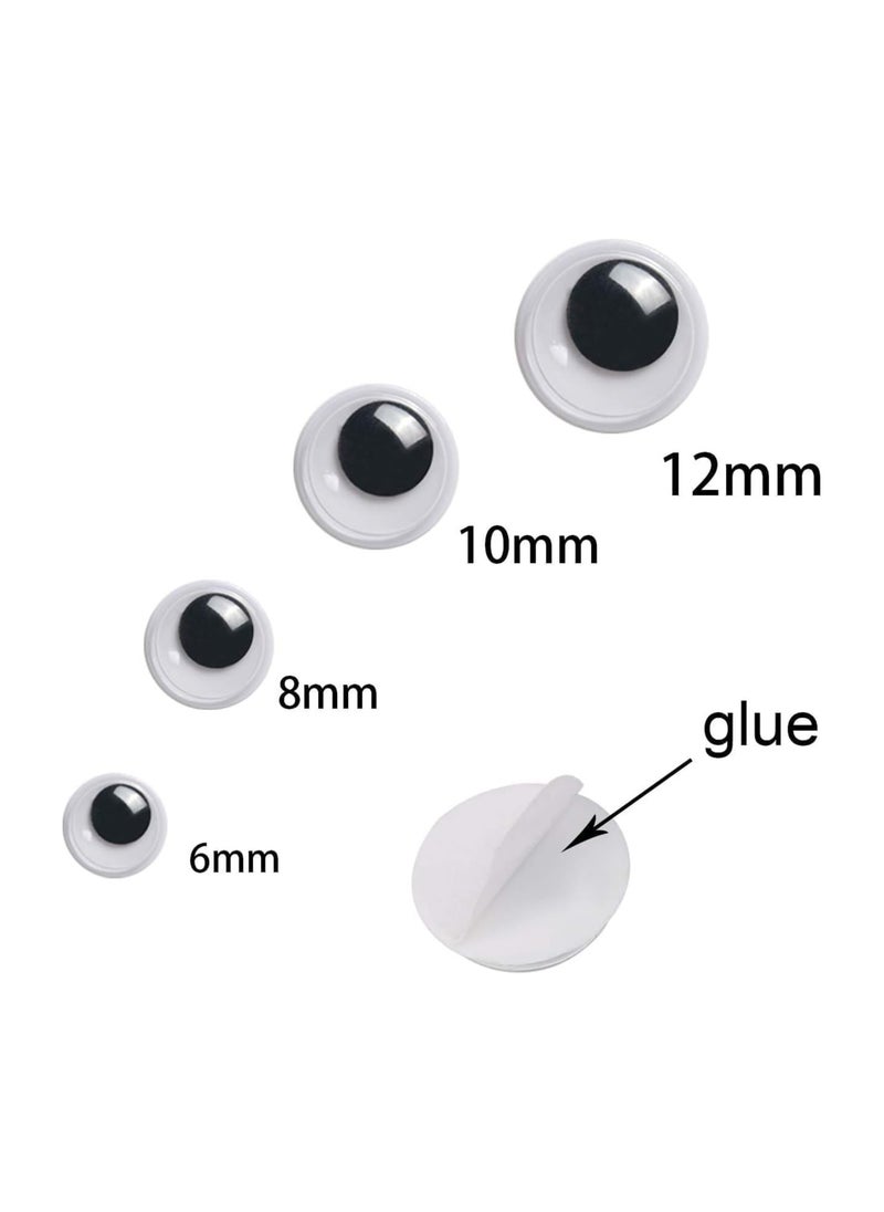Party with Emma 1000 Pieces Wiggle Googly 6mm 8mm 10mm 12mm Black Wiggle Googly Eyes with Self-Adhesive Black Round Sticker Eyes DIY Arts Crafts Scrapbooking Accessories  - Image 2