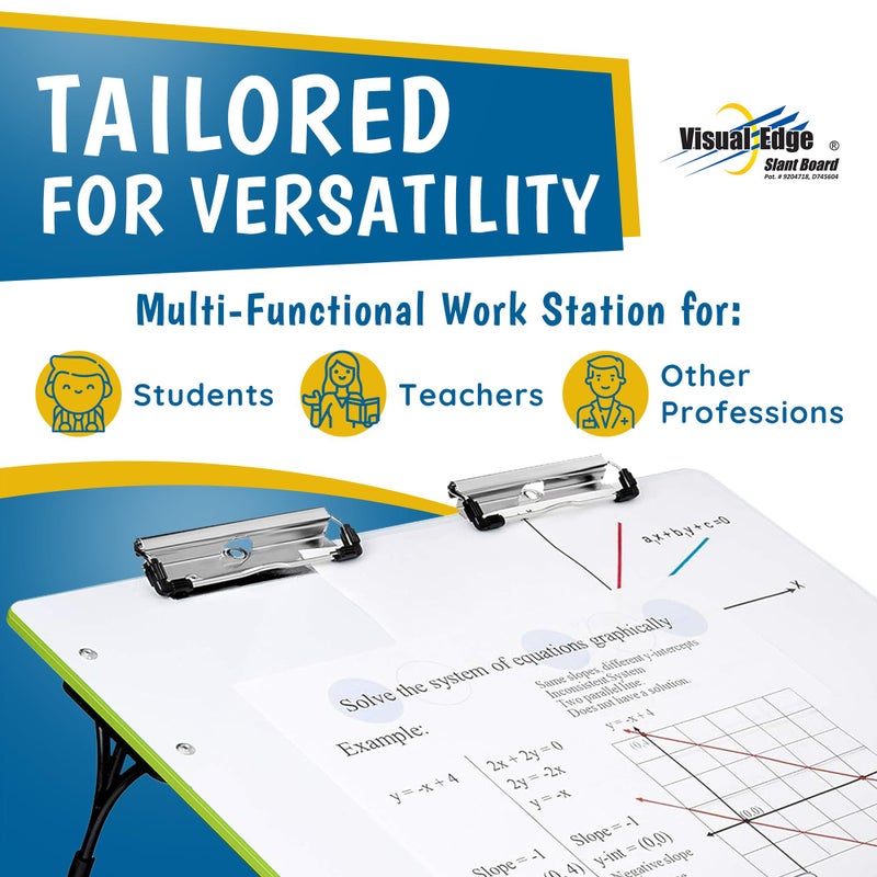 Visual Edge - Slant Board for Writing â€“ Adjustable Magnetic Whiteboard & 22Â° Angle Ergonomic Desk for Reading, Writing, Drawing and Studying â€“ Portable Tabletop Stand for Students and Teachers - Green - Image 3