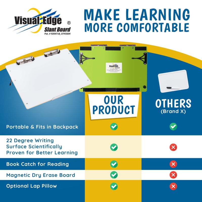 Visual Edge - Slant Board for Writing â€“ Adjustable Magnetic Whiteboard & 22Â° Angle Ergonomic Desk for Reading, Writing, Drawing and Studying â€“ Portable Tabletop Stand for Students and Teachers - Green - Image 5