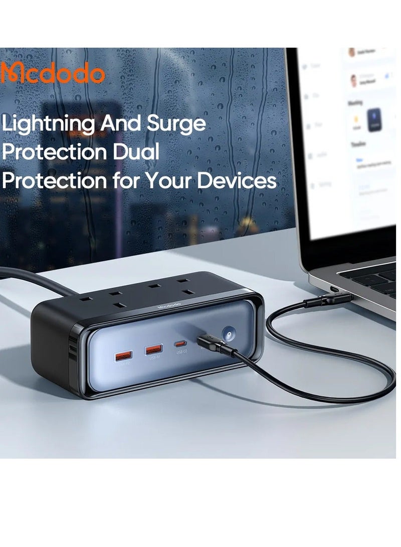 Mcdodo High-Speed Mcdodo Charger 4590 6-in-1 GaN Power Strip with Lightning and Surge Protection - Image 4