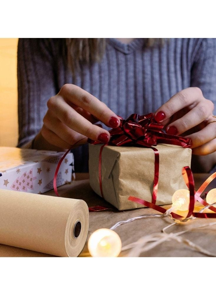 بريميم لفة ورق كرافت بني 10 أمتار × 90 سم - ورق تغليف ونقل وتغليف شديد التحمل لهدايا العيد ورمضان - Image 3