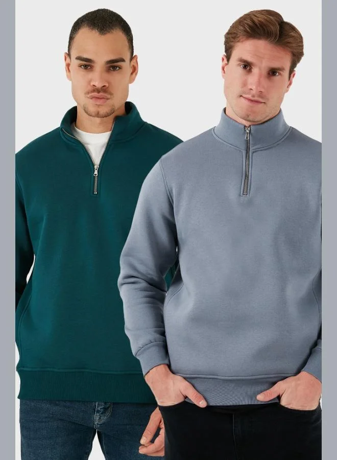 Buratti Buratti Cotton Regular Fit Stand-Up Collar 2-Pack Men's Sweatshirt 59052592S2