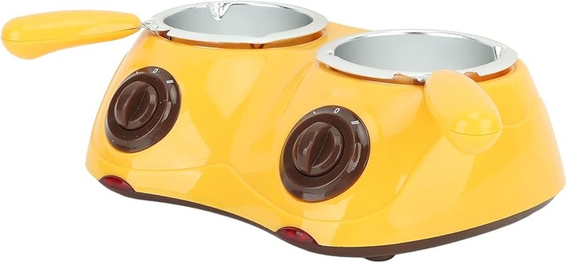 Yellow Electric Chocolate Melting Pot with Dual Temperature Adjustment Fondue Fountain Candy Maker - Image 2