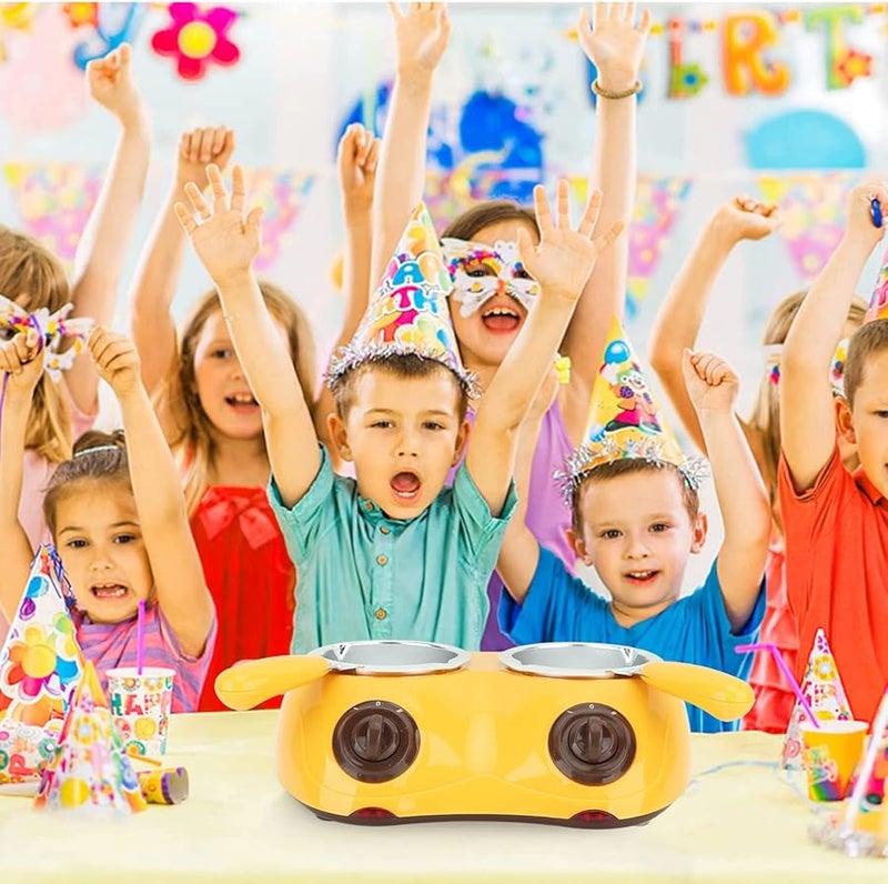 Yellow Electric Chocolate Melting Pot with Dual Temperature Adjustment Fondue Fountain Candy Maker - Image 5