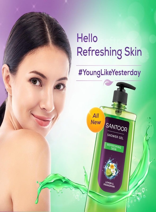 Santoor Refreshing Shower Gel 750ml With Natural Lemon & Frangipani Extracts| For Men & Women| For Soft and Fresh Skin| Suitable For All Skin Types| No Parabens| No Silicones - Image 4