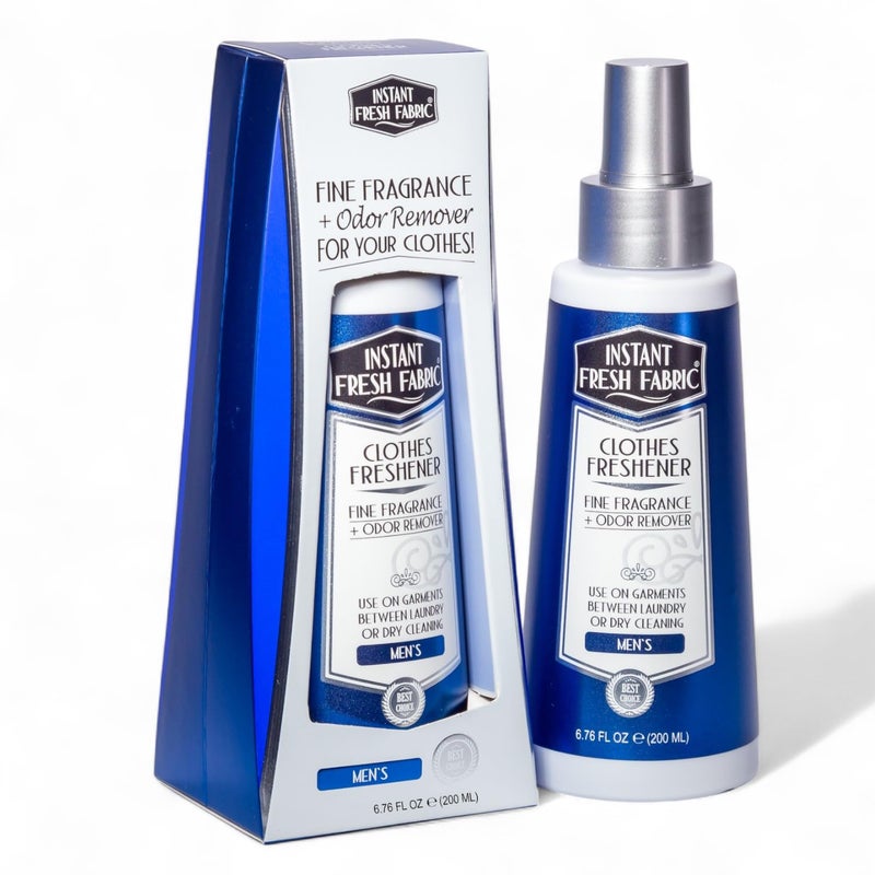 Premium CLOTHES FRESHENER for Men Fabric Spray Keeps Clothes Fresh, Odor Remover Fabric Refresher Spray Extends Garment Life, Linen Spray for Bedding Eco-Friendly, 6.76 oz - INSTANT FRESH FABRIC - Image 1