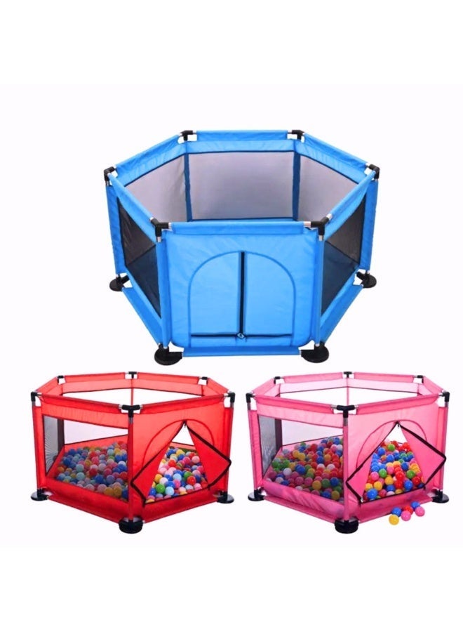 VIO Baby Playpen Play Yard Safety Fence for Babies Toddlers Kids ages 1 2 3 4 5 Portable Compact Sturdy Infant Activity Center with Anti-Slip Suckers Steady Fence Soft Breathable Mesh Zipper Gate Travel Cot Safety Protection Care Crawling Toys with 10 Ocean Balls For Baby  Indoors Outdoors - Image 4