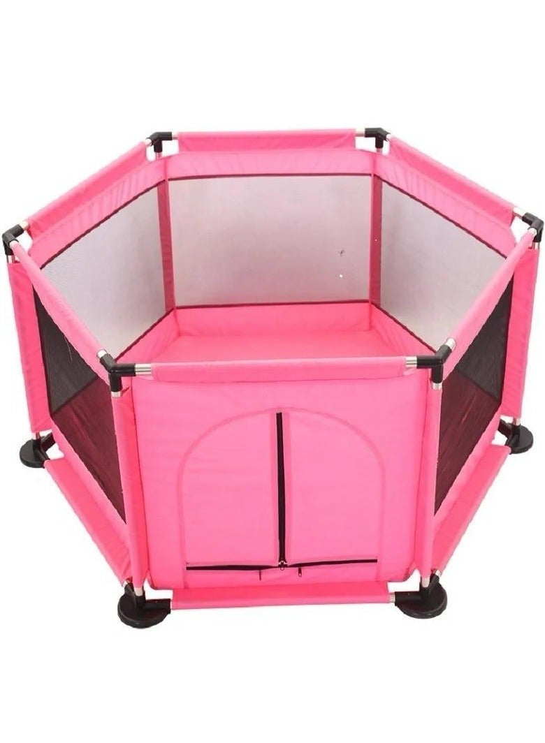 VIO Baby Playpen Play Yard Safety Fence for Babies Toddlers Kids ages 1 2 3 4 5 Portable Compact Sturdy Infant Activity Center with Anti-Slip Suckers Steady Fence Soft Breathable Mesh Zipper Gate Travel Cot Safety Protection Care Crawling Toys with 10 Ocean Balls For Baby  Indoors Outdoors - Image 2