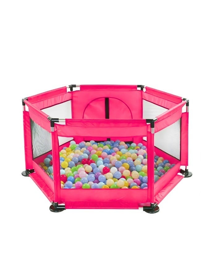 VIO Baby Playpen Play Yard Safety Fence for Babies Toddlers Kids ages 1 2 3 4 5 Portable Compact Sturdy Infant Activity Center with Anti-Slip Suckers Steady Fence Soft Breathable Mesh Zipper Gate Travel Cot Safety Protection Care Crawling Toys with 10 Ocean Balls For Baby  Indoors Outdoors - Image 3