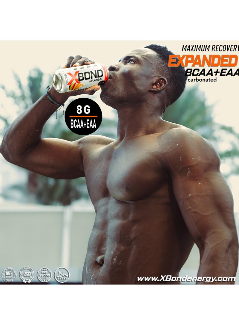 Xbond X-BOND 8g BCAA/EAA Fruit Punch Maximum RecoveryExpanded Maximum Amino Drink - BCAA + EAA Electrolytes Drink - 16 fl oz (473 ml) -  Sugar Free 34 Calories, 60mg Caffeine Pack of 12 - Image 5