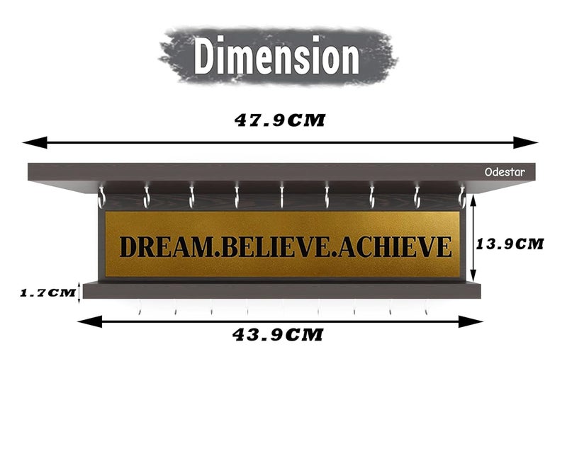 Odestar Engineering Wood Premier Award Medal Display Rack and Trophy Shelf- (Brown, Large) - Image 5