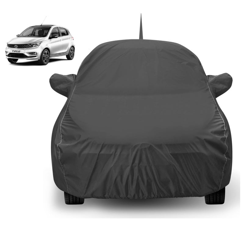Auto Hub Car Cover Compatible with Tata Tiago with Mirror & Front Antenna Pocket, Dustproof, Heat Resistant, Triple Stitched, Tiago Cover for Car- Grey - Image 1