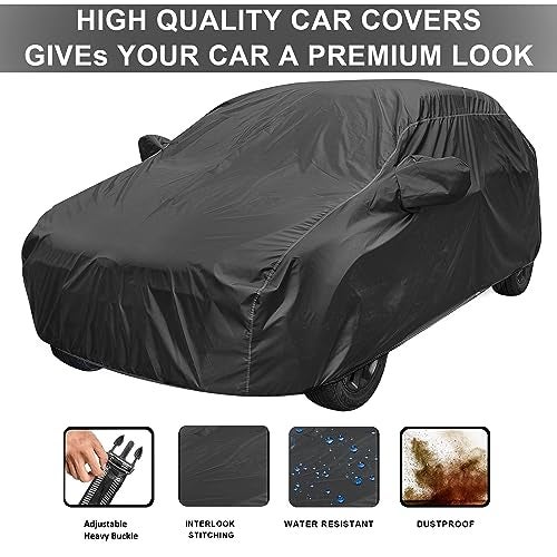 Auto Hub Car Cover Compatible with Tata Tiago with Mirror & Front Antenna Pocket, Dustproof, Heat Resistant, Triple Stitched, Tiago Cover for Car- Grey - Image 3