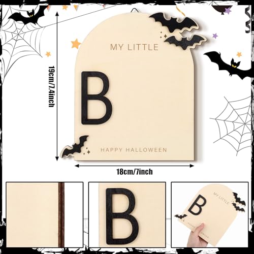 Beeveer Baby's First DIY Footprint Art Wooden Milestone Card Keepsake Little Boo Sign Nursery Decorative Ornaments for Baby Shower Newborn Photoshoot Prop(Halloween Classic) - Image 3