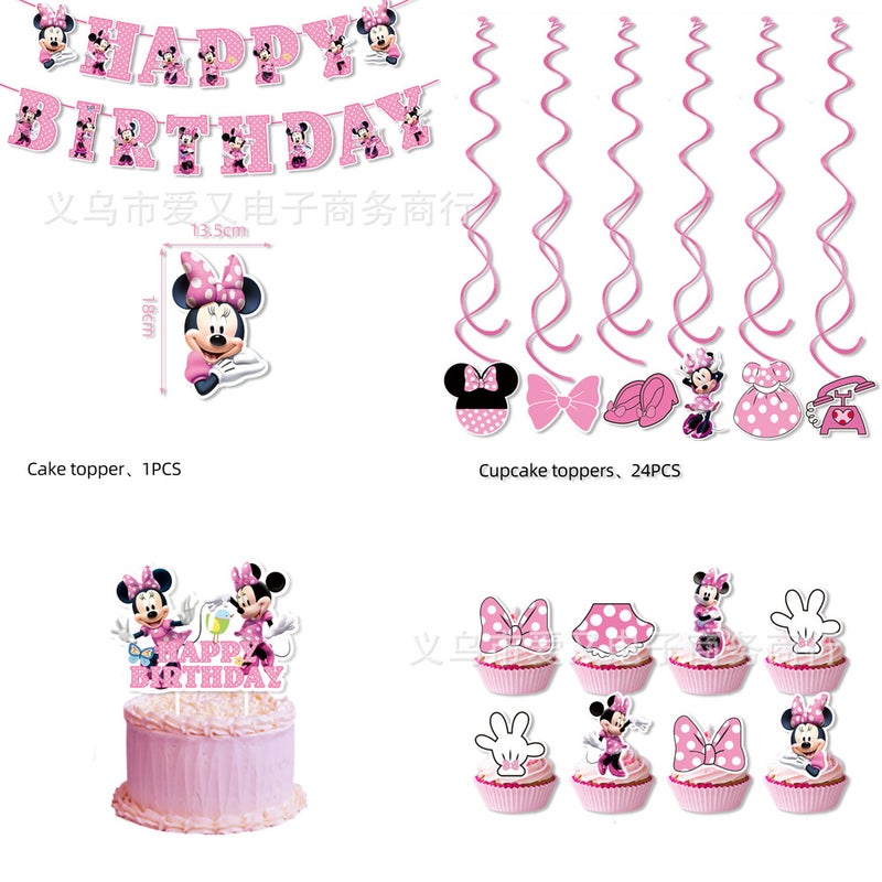 Pink Minnie Mouse Birthday Party Decorations 4-Pink Minnie 