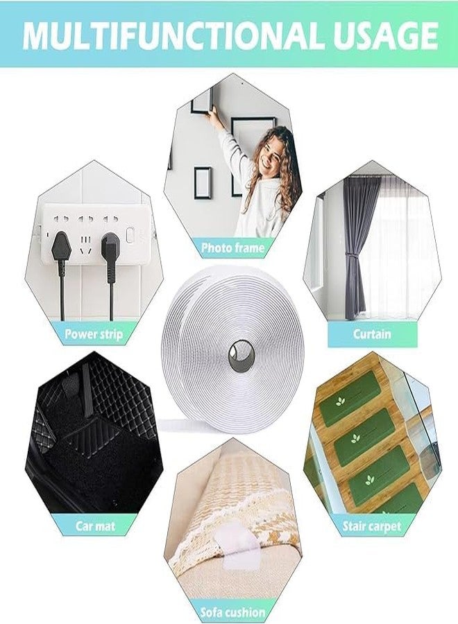 TRIVOT 5M White Strips with Adhesive Heavy Duty Multipurpose Tape Double Sided Hook and Loop Tape for Hanging Pictures at Home and Office Bulk Straps for Hanging on the - Image 4