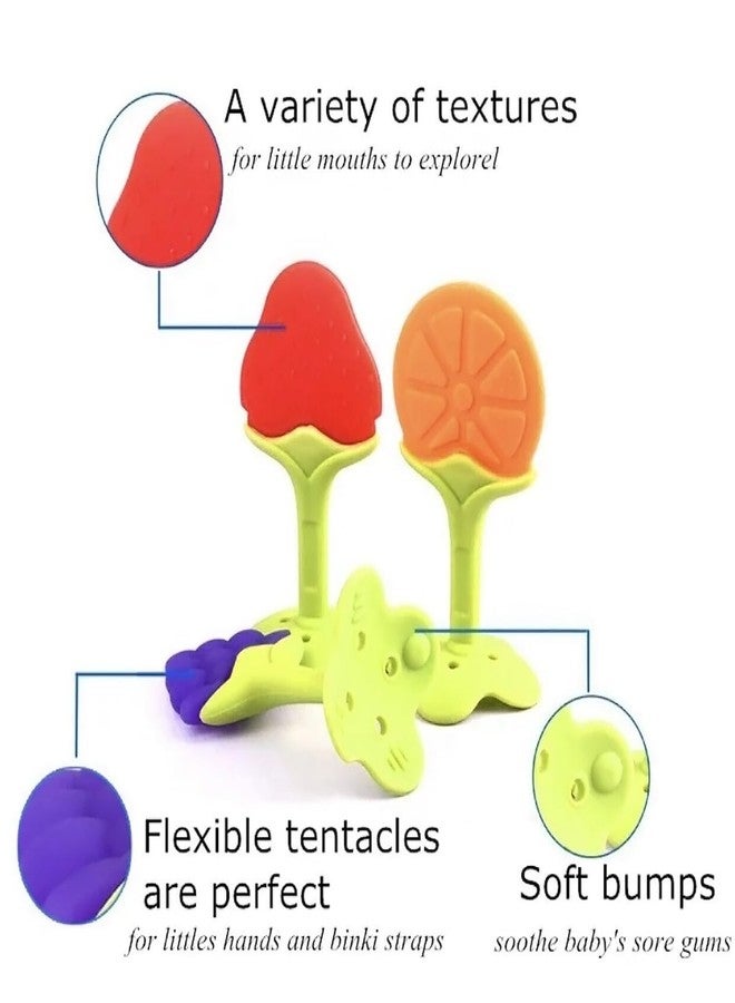 ROFORUF Silicon Baby Teething Toys for Newborn Infant BPA Free Natural Organic Nipple Teethers for Newborn Infant, Babies/Silicone Dental Care Teether (Combo 3 Pack of 3) - Image 2