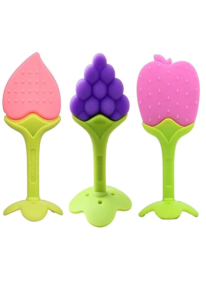 ROFORUF Silicon Baby Teething Toys for Newborn Infant BPA Free Natural Organic Nipple Teethers for Newborn Infant, Babies/Silicone Dental Care Teether (Combo 3 Pack of 3) - Image 1