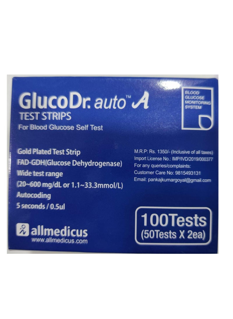 Gluco Dr 100 Strips Gluco Dr Box Of Gluco Dr Auto Strips  - Image 2