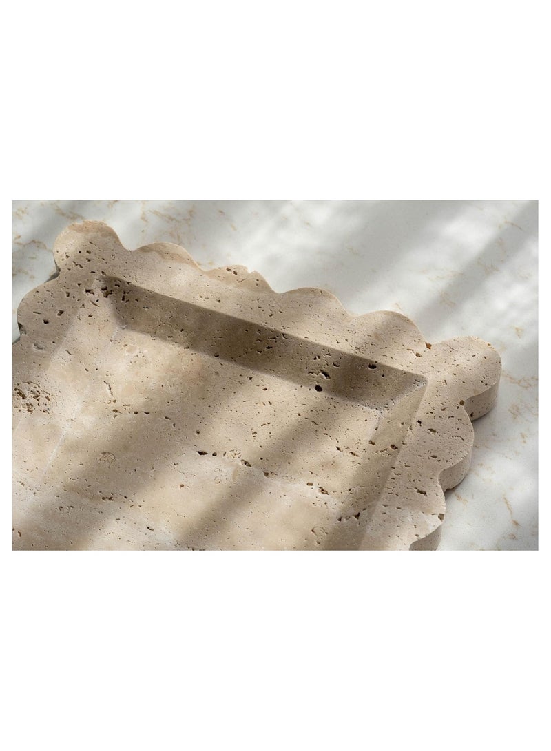 صينية مربعة محفورة بالحجر الجيري البيج 20x20x2 سم - Image 3