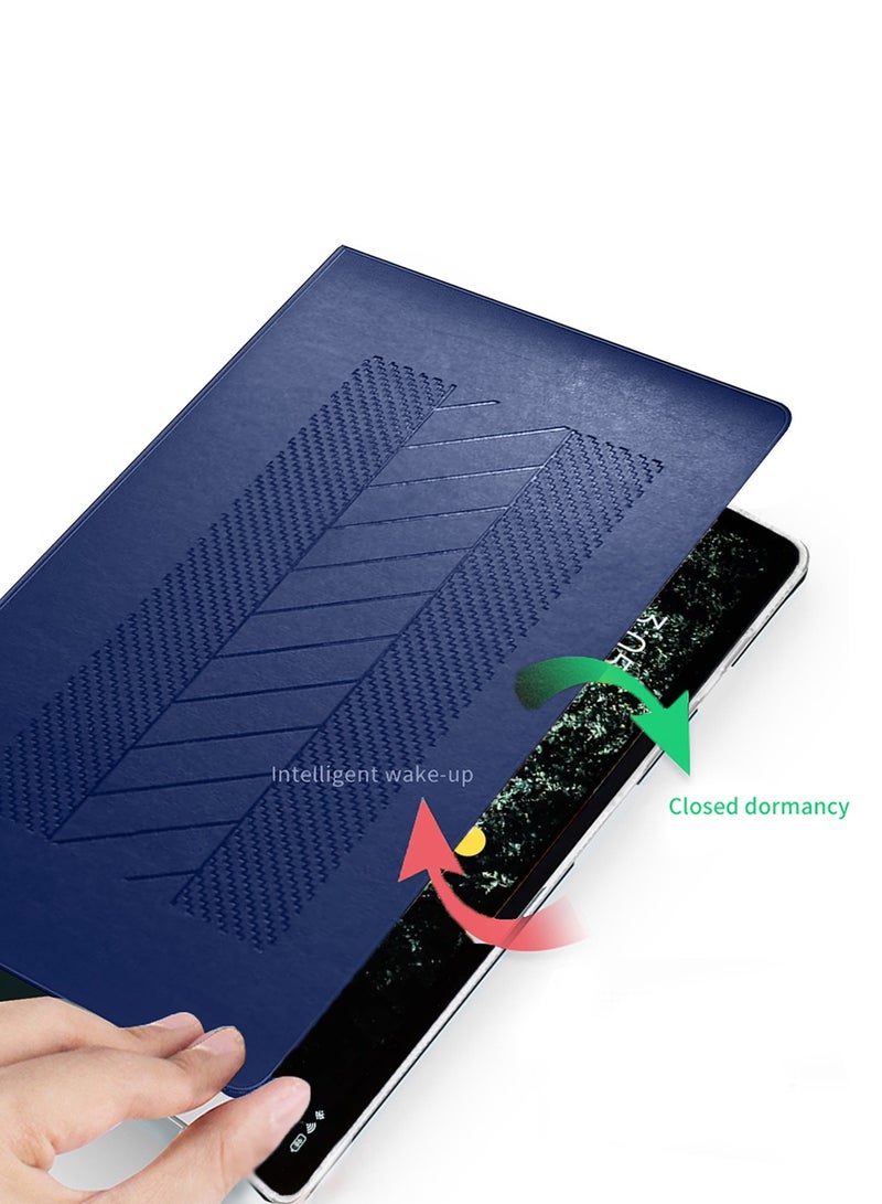 BYTER Huawei MatePad 11.5 S 2025 11.5 Inch / Honor Pad V9 2024 Classic PU Leather Trifold Stand Flip Case Cover - Navy Blue - Image 4