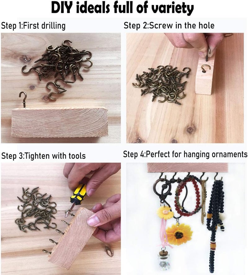IDEALSV Small Bronze Ceiling Hooks - 5/8'' Screw-in Lights & Jewelry Hooks (40 Pack) - Image 3