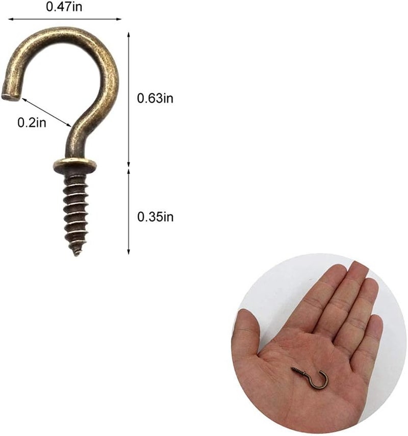 IDEALSV Small Bronze Ceiling Hooks - 5/8'' Screw-in Lights & Jewelry Hooks (40 Pack) - Image 2