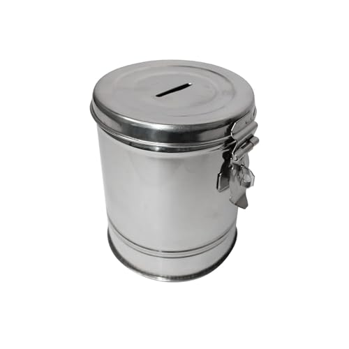Brunchy Stainless Steel Gulak Piggy Bank, Round Shape 14 cm - Hundi Money Bank for Adults, Saving Box, Money Saving Box for Kids, Durable and Secure Design for Savings (1) - Image 4