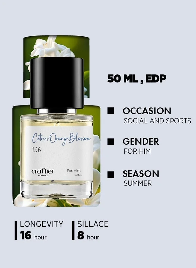 Craftier Perfume 50 CITRUS ORANGE BLOSSOM - Inspired of-MYSLF, Eau De Parfum for Men - 50ml, Long Lasting Citrus Fragrance Upto 16 Hrs, Travel Size Men's Perfume for Men | Best Price UAE
