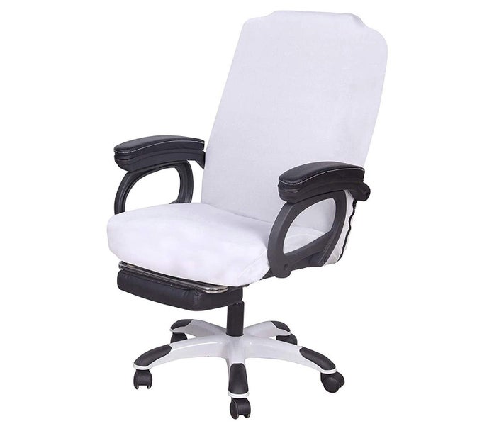 OFFICE CHAIR COVER MEDIUM WHITE REMOVABLE COMPUTER CHAIR COVER FOR OFFICE CHAIR WITH ZIPPER FOR UNIVERSAL ROTATING CHAIR DESK CHAIR COVER CHAIR SEAT WASHABLE PROTECTOR FOR PETS