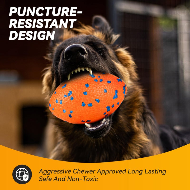FUSOTO 5.5 Inches Balls for Dogs, Durable Dog Football Toys for Aggressive Chewers, Large Rugby Balls, Floating Dog Toys for Water Fetch for Medium and Large Breed, Orange - Image 2