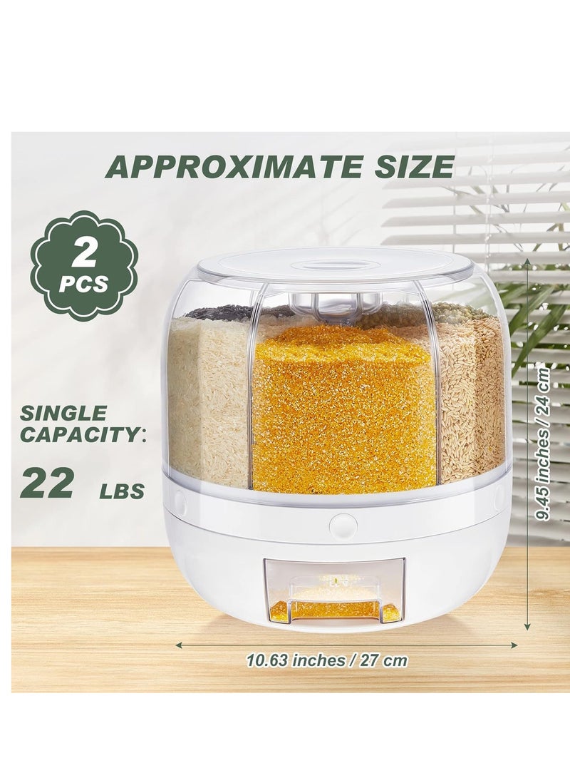 ELTRAZONE 2 Pcs 22 lbs Grain Dispenser 360 Degrees Rotating Rice Dispenser Storage Container Clear 6 Grid Dry Food Dispenser Transparent Round Cereal Lentil Organizer for Kitchen Beans Small Grains - Image 2