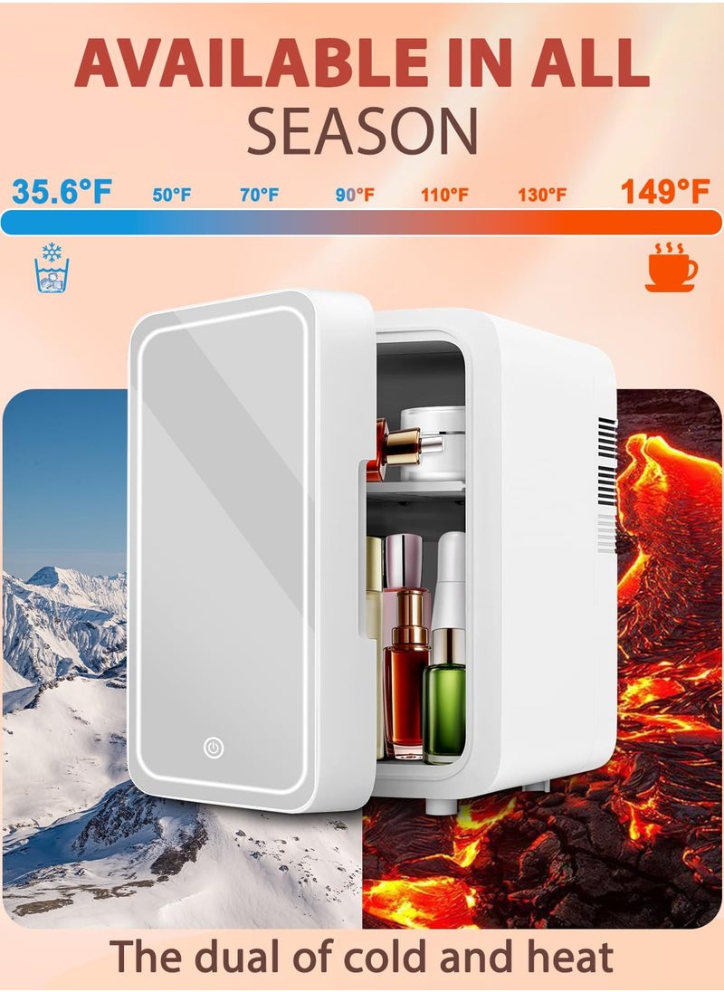 Joshberg Skincare Fridge With Dimmable LED Light Mirror, 4L Makeup Mini Fridge for Bedroom, Car, Office & Dorm, Cooler & Warmer, Portable Small Refrigerator for Cosmetics, Skin Care and Food, White  - Image 2