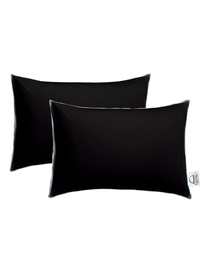 بكسل بين باج عبوة حشو وسادة زينة مستطيلة من بكسل بين باج للاستخدام الداخلي للأريكة والمقاعد، قماش أسود من البولي بروبلين غير منسوج، إغلاق بسحاب "سستة" مجموعة عدد 2 قطعة - Image 1