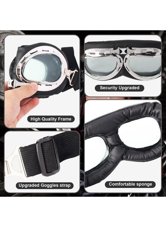 Keymall Keymall Aviator Hat With Goggles Costume Accessories Pilot Cap White Scarf for Men Women Teens Adults - Image 3