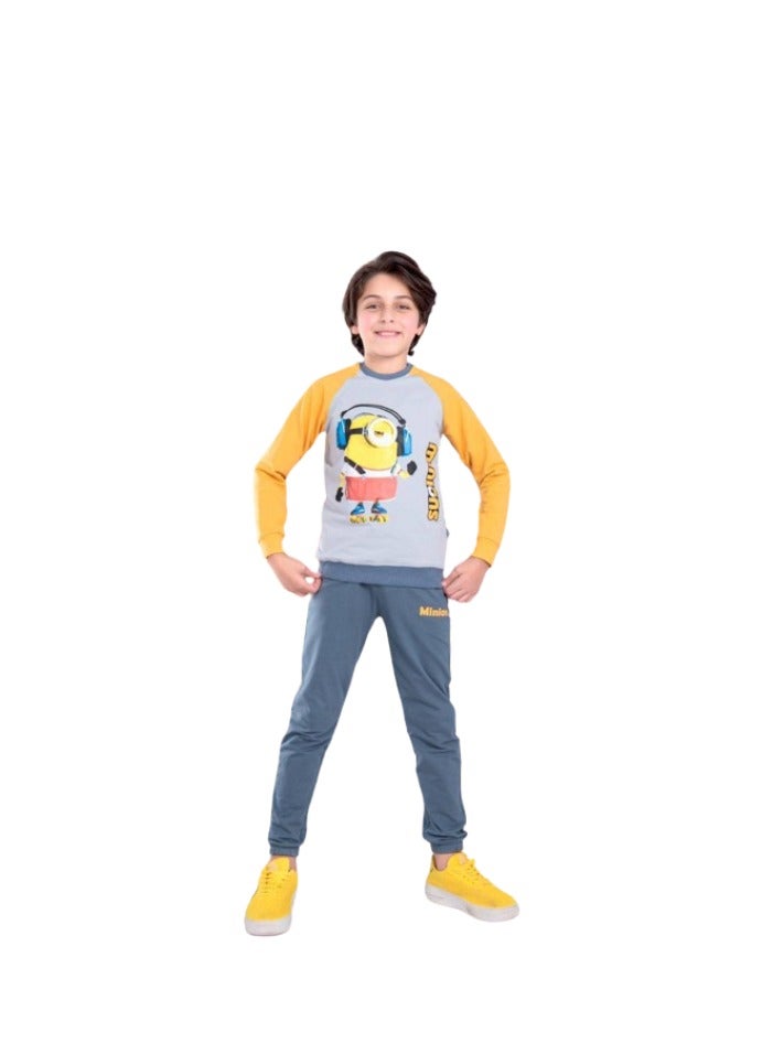 بيجامه ولادى تيشرت  رصاصى فى اصفر(بنطلون رصاصى) - Image 2