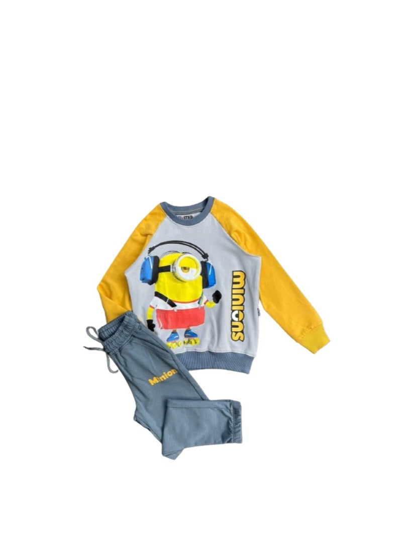 بيجامه ولادى تيشرت  رصاصى فى اصفر(بنطلون رصاصى) - Image 3