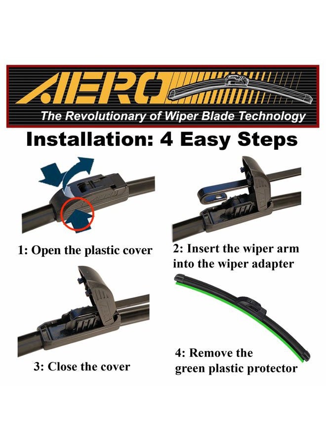 Aero Voyager 26" + 22" Premium All-Season OEM Quality Windshield Wiper Blades with Extra Rubber Refill + 1 Year Warranty (Set of 2) - Image 5