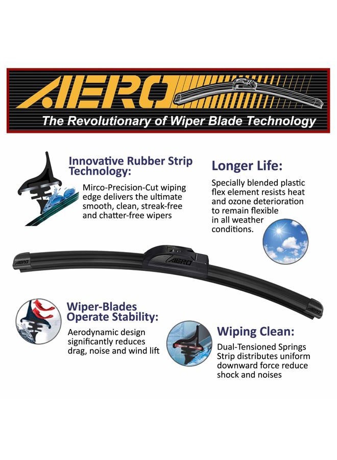 Aero Voyager 26" + 22" Premium All-Season OEM Quality Windshield Wiper Blades with Extra Rubber Refill + 1 Year Warranty (Set of 2) - Image 3