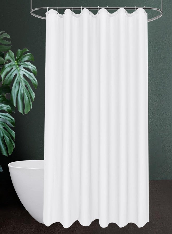 UFRIDAY White Fabric Long Shower Curtain Liner 72 x 75 inches with 12 Hooks,Washable Fabric Shower Curtain for Bathroom Water Resistant Shower Liner Hotel Quality Bathroom Curtains - Image 1