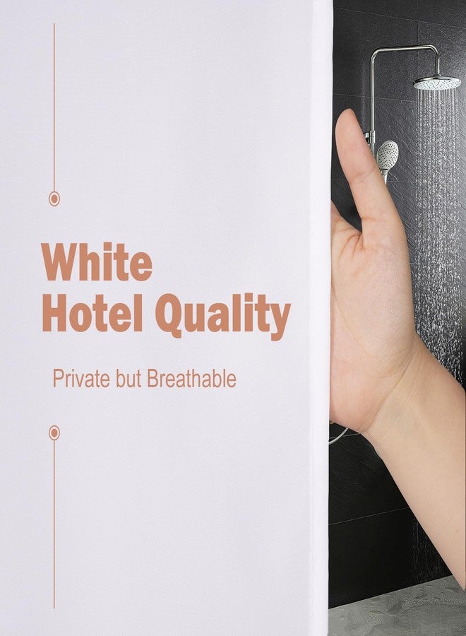 UFRIDAY White Fabric Long Shower Curtain Liner 72 x 75 inches with 12 Hooks,Washable Fabric Shower Curtain for Bathroom Water Resistant Shower Liner Hotel Quality Bathroom Curtains - Image 2